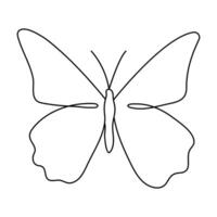 Butterfly continuous one line drawing and outline simple design vector