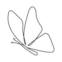 Butterfly continuous one line art symbol illustration with editable stroke one line Icon. vector