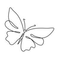 Butterfly continuous one line drawing and outline editable stroke icon vector