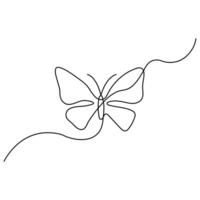 Butterfly continuous single line drawing and outline editable stroke vector