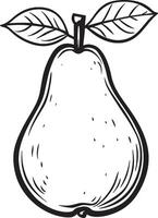 Pear outline black illustration vector