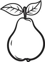 Black illustration of a pear outline vector