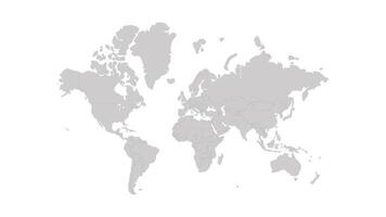 World Map in grey white colors. Grayscale all Earth continent isolated on white background for website, education, travel. Minimalist flat background for project and illustration. vector