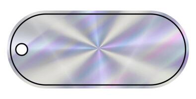 Empty holographic gradient empty Label. Hologram smooth reflective rectangular oval shape. Rainbow effect long tag vector