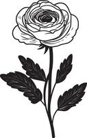 Minimalist black icon of a ranunculus flower in format vector