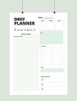 Minimalist Printable planner template design, Daily planner for every day, Schedule, tasks, notes for the every day and simple printable to do list, vector