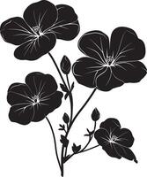 Minimalist black silhouette of a begonia flower in format vector
