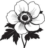 Minimalist black silhouette of an anemone flower in format vector