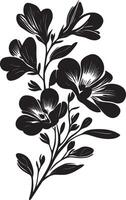 Minimalist black icon of a freesia flower in format vector