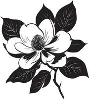 Magnolia flower simple silhouette black illustration vector