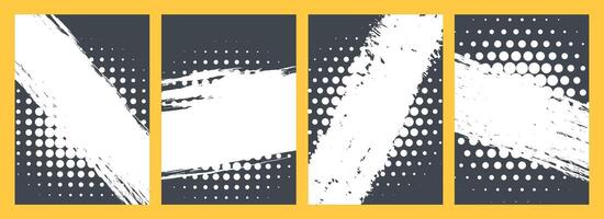 Set of Abstract Grunge texture with halftone art Brochure cover style background vector