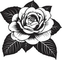 Black illustration of a camellia flower icon vector