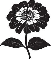 Simple zinnia flower icon in black style vector