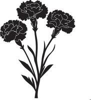Minimalist black silhouette of a carnation flower in format vector