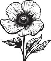 Minimalist black icon of a poppy flower in format vector