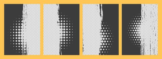 Collection of Abstract Grunge texture with halftone art Brochure cover style background vector