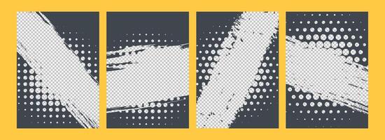 Abstract Grunge texture with halftone art Brochure cover style background set vector