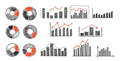 Graphs on white background, doodle. vector