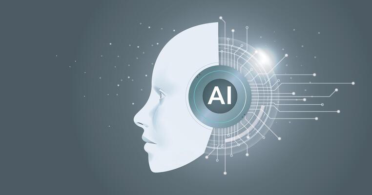 AI digital brain, machine learning, neural network, Artificial Intelligence AI on grey background