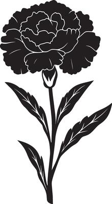 Minimalist black icon of a carnation flower in format