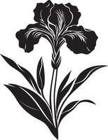 Minimalist black icon of an iris flower in format vector