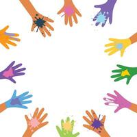 Abstract image of hands adorned with gulal, capturing the essence of Holis vibrant hues and the sense of community it fosters vector