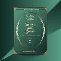 Beautiful wedding invitation template showcasing intricate patterns and space for names and event details vector