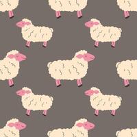 Sheep in a flat style seamless pattern vector