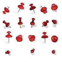 Red push pins. Pushpins with shadows for paper memo illustration vector