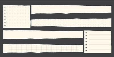 Paper scraps. Torn pieces of paper, with torn edges for notes, realistic torn pieces of blank note pages. illustration isolated vector