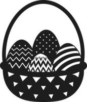 Easter Basket with Patterned Eggs Silhouette vector