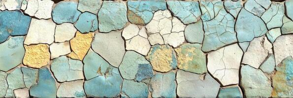 Cracked and weathered painted wall abstract texture in earthy tones photo