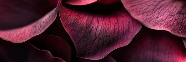 Close-up of deep red flower petals with intricate texture and veins photo