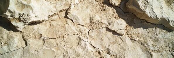 Cracked rock surface with detailed natural texture for geology and background concepts photo