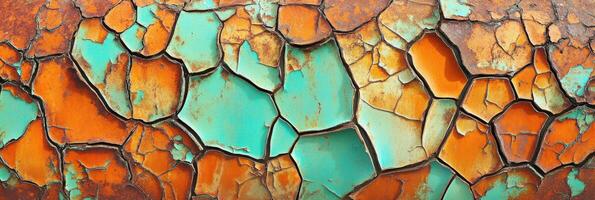 Cracked rust and paint texture highlighting weathered surfaces and patterns photo