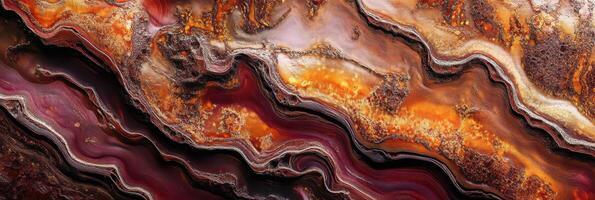 Abstract close-up of vibrant mineral geode swirls in warm earth tones photo