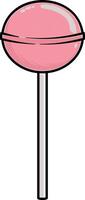 illustration of pink round candy on a stick without background vector