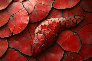 Abstract Red Reptilian Scales Pattern Unique Textured Background for Design photo
