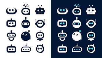 Bot AI icon set robot assistant virtual smart character bubble logo vector