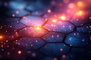 Futuristic Hexagonal Pattern with Glowing Neon Lights for Digital Design photo