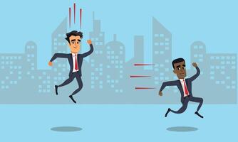 Graphical representation of workplace idiom Hit the ground running, a marketing strategy to immediately start work or a task vector