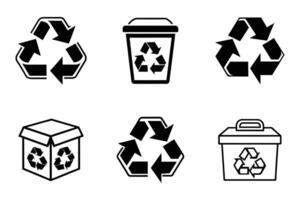 Minimal Recycle Silhouette Icon Set vector
