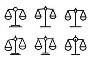 Minimal balance scale outline icon collection vector