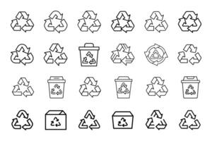 Recycle Icon Set in Outline Silhouette Style vector