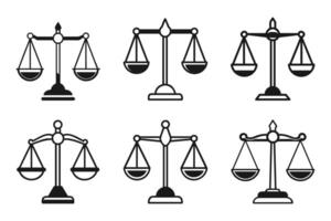 Clean balance scale outline icons in flat style vector