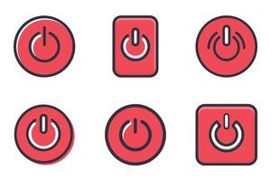 Simple Power Button Icons with Silhouette Outline vector
