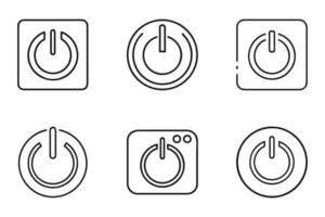 Power Button Icon Collection in Flat Outline Style vector