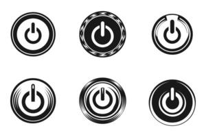 Power Button Icon Set with Flat Outline Design vector