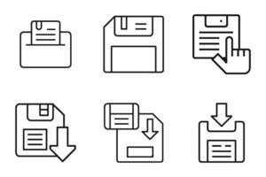 Outline save icons in flat design vector