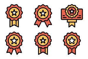 Flat Quality Badge Outline Icon Set vector